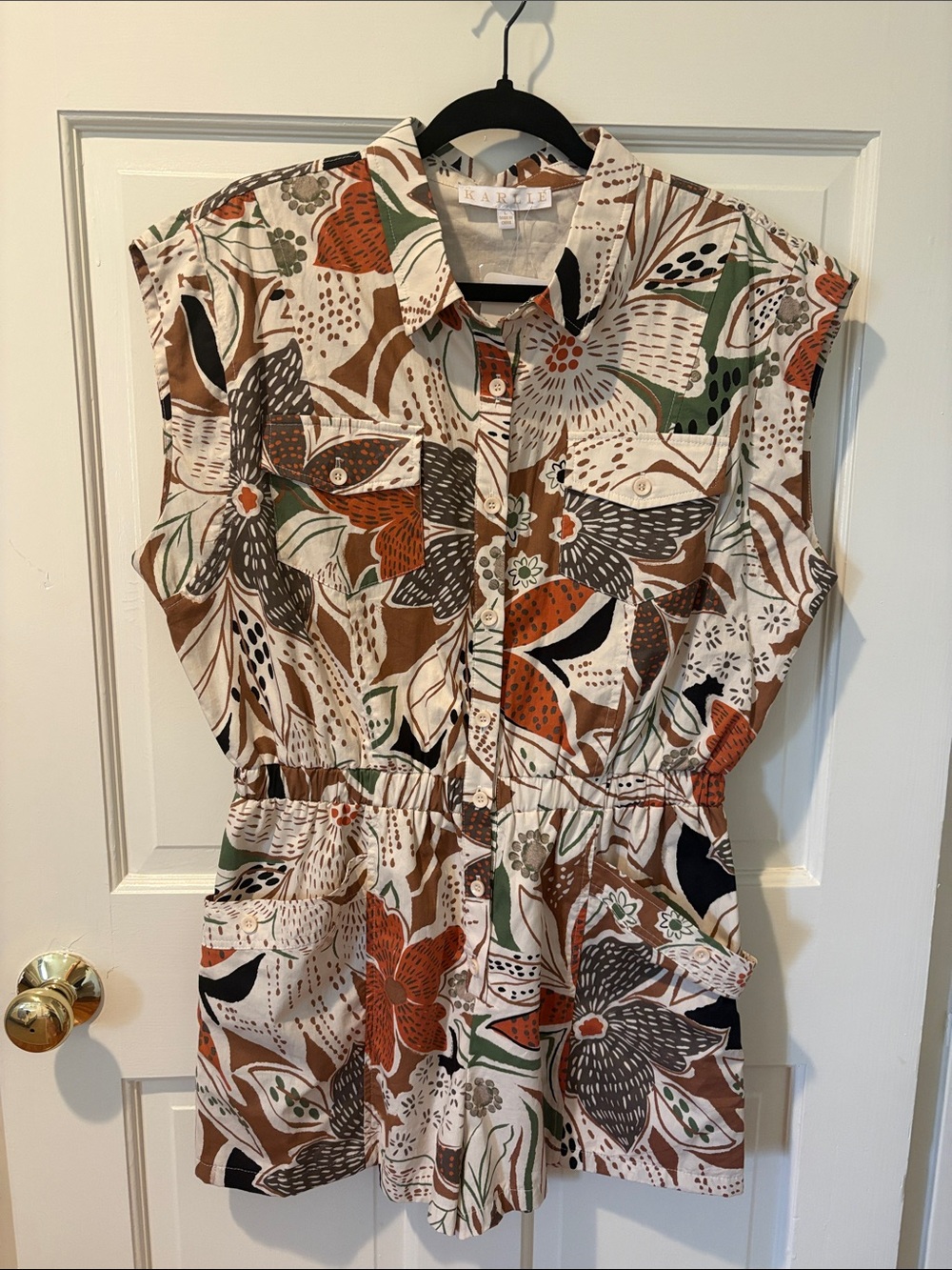 Karlie Poplin Utility Romper Size Large